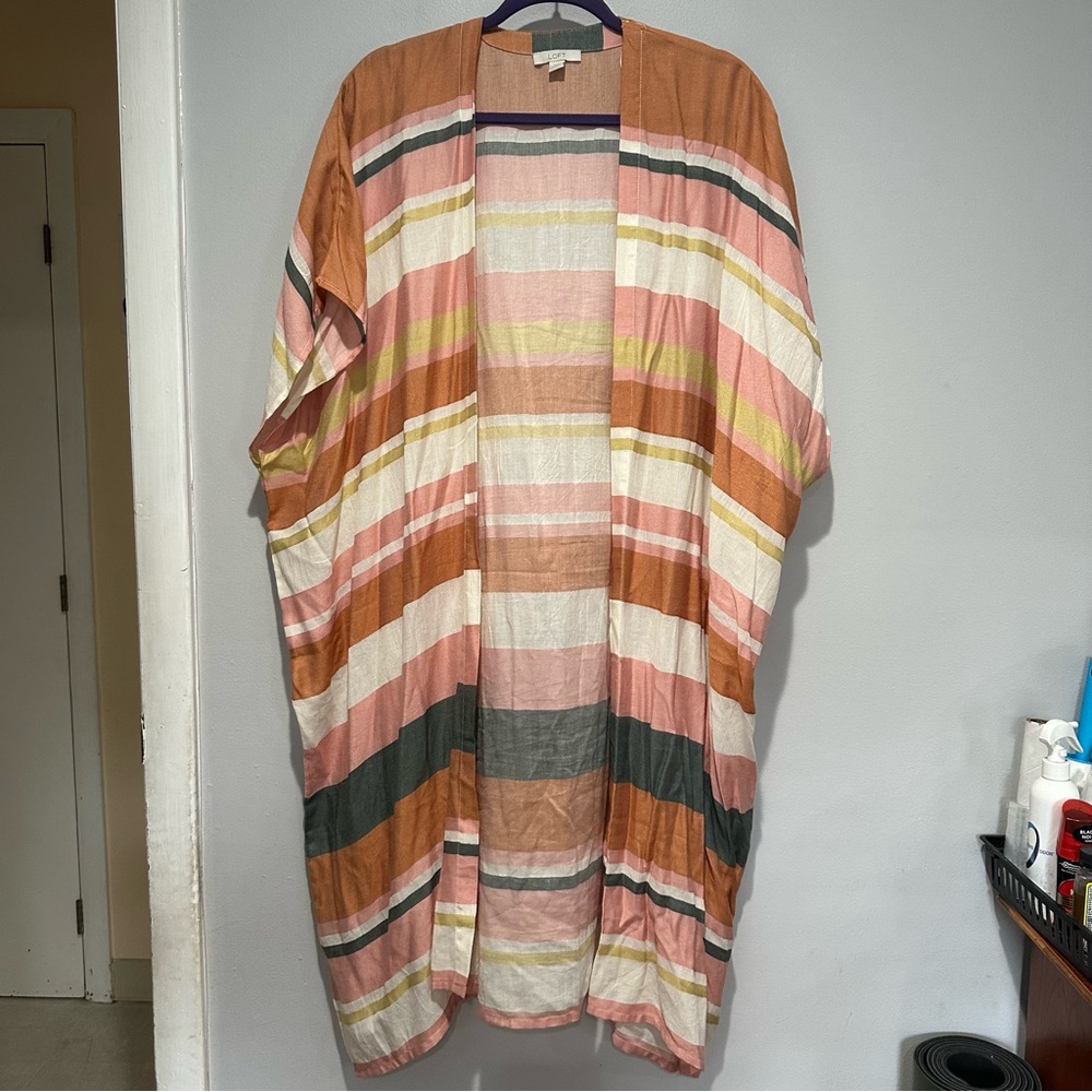 Loft Striped Dolman Sleeve Kimono Size Medium Large